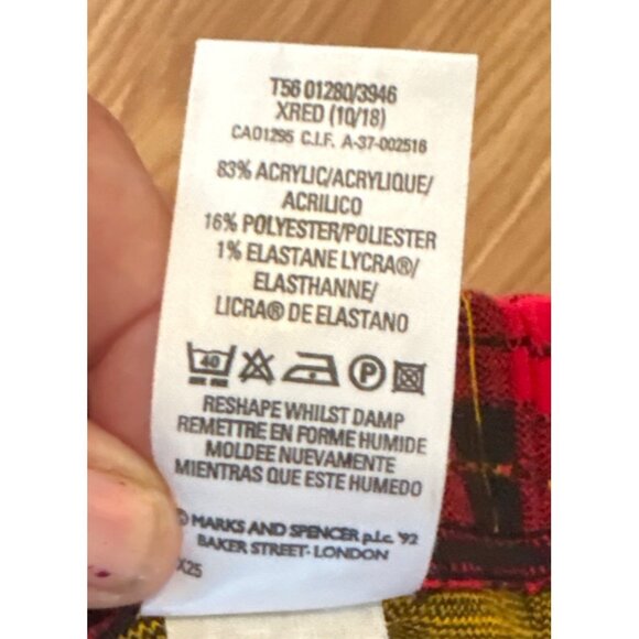 St Michael Red Tartan Plaid Skirt Size 8  Vintage High Waist Pencil Short UK - Picture 4 of 6